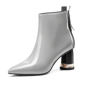 

Fashion Back Zipper Women's Ankle Boots Pointed Toe rouned high Heels Pumps Party Office Lady Shoes Woman Heels