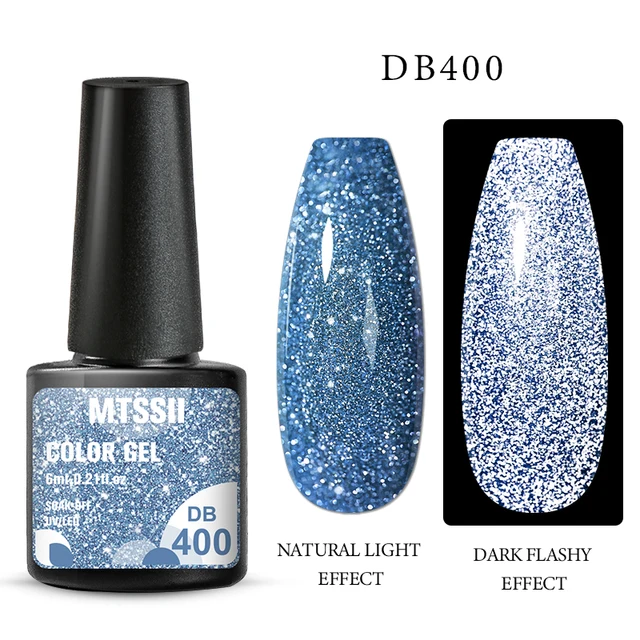 Mtssii Reflective Glitter Gel Nail Polish 6ml Sparkling Auroras Laser Nail Gel Nail Art Varnish Semi Permanent Top Base Gel Q21002 Reflective