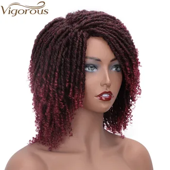 

Vigorous Short Synthetic Wigs for Women 6 Inch Soft Dreadlocks Hair Wig Curly Ends Faux Locs Ombre Black Bug Crochet Braids Wigs