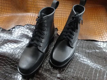 

Men Dress Shoes Handmade Leather Worker Cowhide Combat Square Toe Cattle Leather Customize Sapatos Masculinos Pointed Toe Ankle