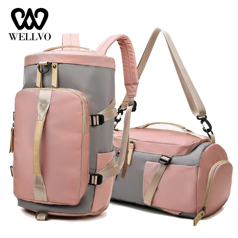 

Backpack For Women Backpacks With Shoes Storage Men Training sack de Outdoor Bag Travel Rucksack Student Panelled Bags XA825WB