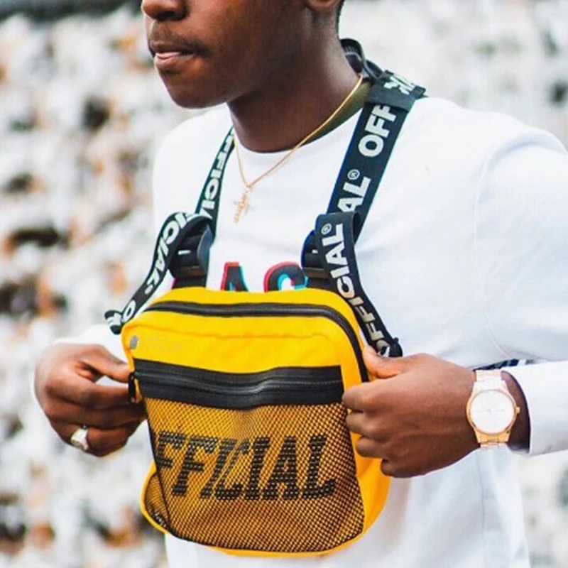Нагрудная сумка для мужчин жилет с буквенным принтом функциональная уличная сумка кошелек в стиле Панк Рюкзак телефон хип поясные сумки 2019