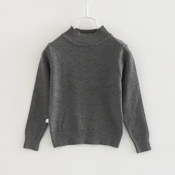 

2020 Autumn Grey Kids Sweater Plain Color Turtle Neck Boys Girls Pullover 1 2 3 4 5 6 7 Years Old Toddler Girl Clothes 195001