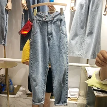 Прямые джинсы для женщин, весна-осень, новинка, свободные, высокая талия, высокая, тонкие, Torre Harlan, редис, штаны, шаровары, деним, Femme