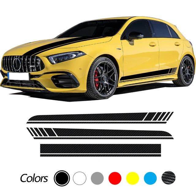 Car Stickers stripe Decals,For Mercedes Benz A Class W176 W177 A45 A180  A200 A220 A250 X117 AMG Accessories 2pcs Car Side Skirt Decals Stickers :  : Automotive