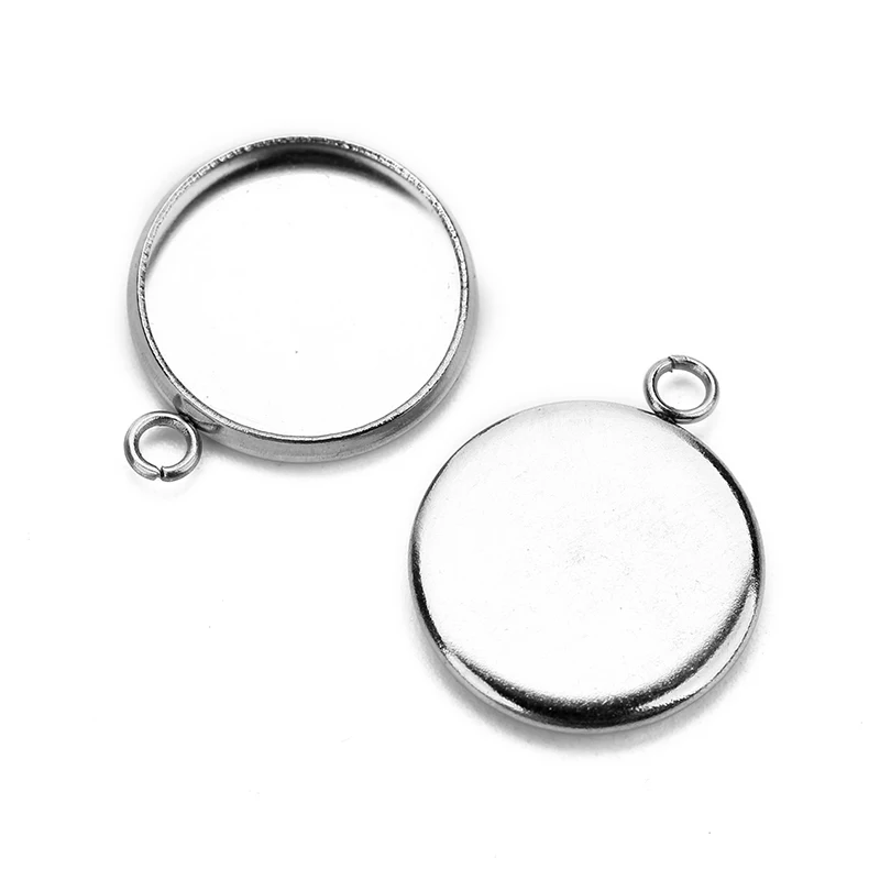 

20pcs/lot 6/8/10/12/14/16/18/20/25mm Stainless Steel Pendant Cabochon Base Settings Cameo Cabochon Fit DIY Jewelry Making
