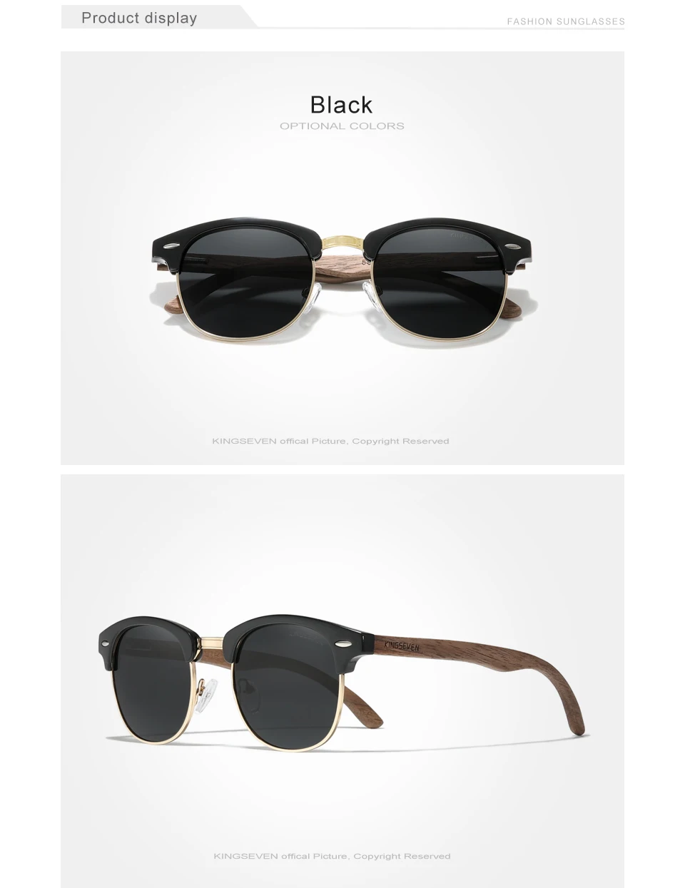 KINGSEVEN Handmade Men’s Wooden Sunglasses Polarized UV400