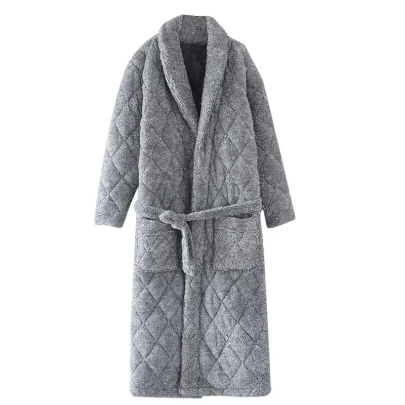 Женский мужской зимний теплый фланелевый Халат размера плюс, удлиненный плотный флисовый банный халат с капюшоном, ночная рубашка, ночная одежда, одежда для сна