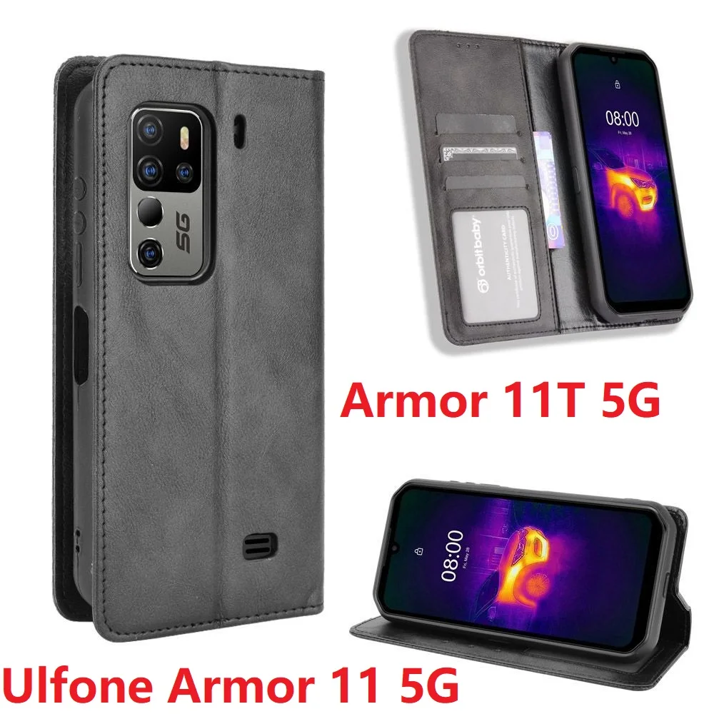 Кожаный чехол-бумажник для Ulefone Armor 11T 5G магнитный чехол-книжка с подставкой