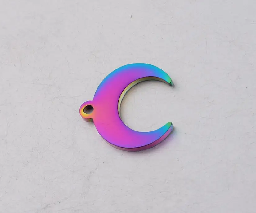rainbow 2 шт./лот гладкие стержни из нержавеющей стали с Moon/форма бычьего рога Очаровательная подвеска ювелирных изделий 5 мм y1467 - Окраска металла: rainbow