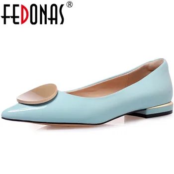

FEDONAS Women Pumps Slip On Decoration Cow Leather Party Shoes Spring Summer Concise Pointed Toe New Arrival Shoes Woman