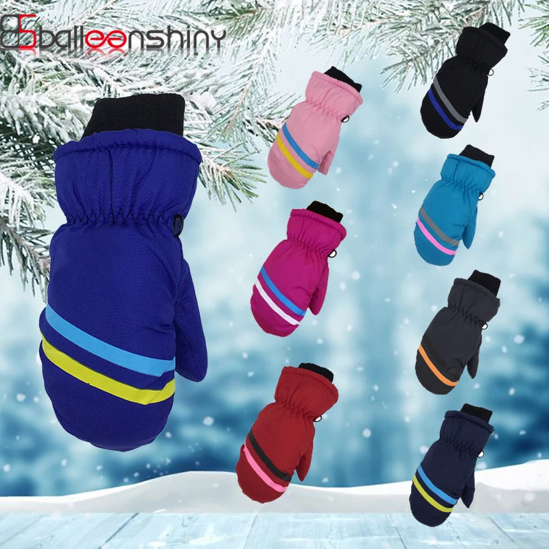 BalleenShiny/Детские Зимние теплые перчатки; утолщенные лыжные перчатки; уличные Водонепроницаемые Детские Зимние варежки из хлопка; ветрозащитные перчатки для мальчиков и девочек