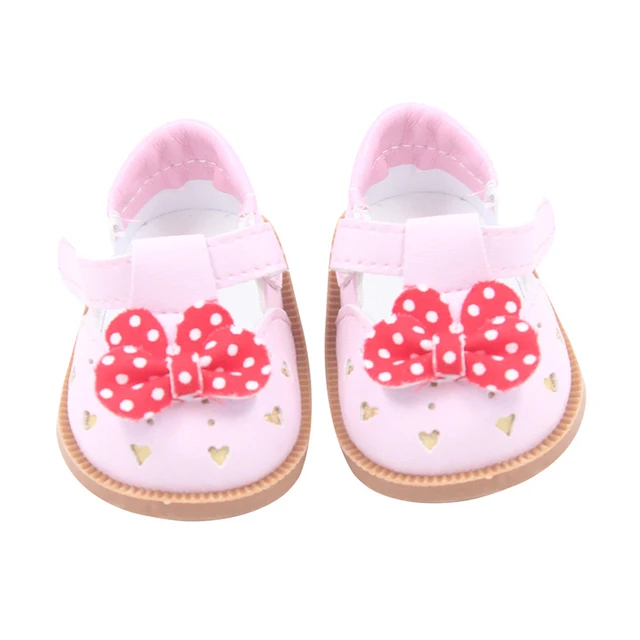 Cute Doll Shoes 7cm Bow Cartoon Skull Pattern Mini Shoes For 18 Inch American&43cm Baby New Bron Dolls Og Girl Toy 1/3 BJD Shoes SH-0012-1
