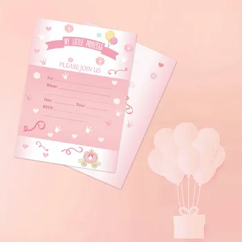

10pcs Sweet Princess Castle Party Invitations Cards Girls Happy Birthday Party Decorations Baby Shower Xmas Party Supplies