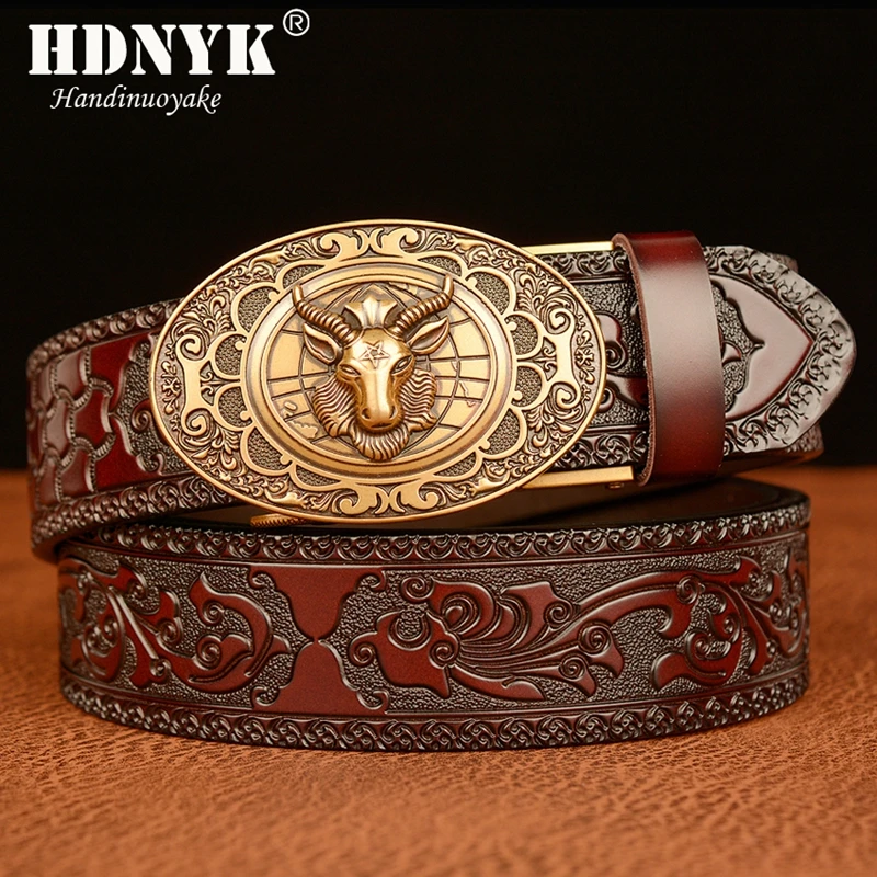 Classical Designer Sheep Head Bucke Belt Genuine Leather Belt for Men mens designer belts