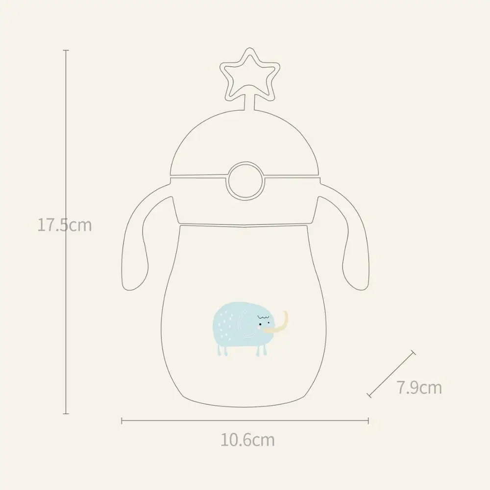 Sunveno 260 мл мультфильм ребенка термос чашка мягкий носик соломы Сиппи чашка тяжелый шар воды чашка, бутылка для воды