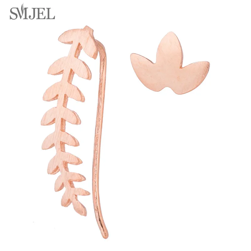 

SMJEL Trendy Ear Climber Earrings For Women Leaf Flower Moon and Star Statement Stud Earrings 2019 Best Friend Gift