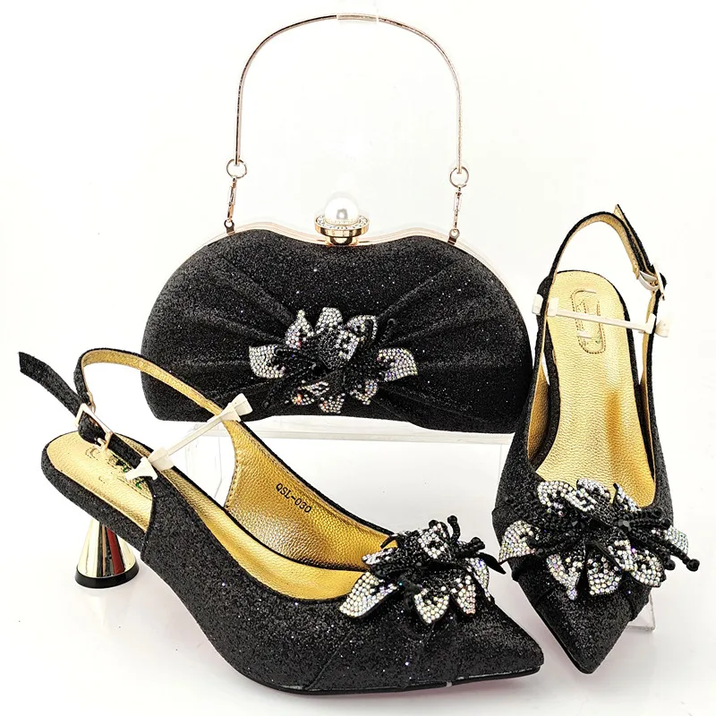 

doershow beautiful Italian Shoes And Bag Sets For Evening Party With Stones Italian Leather Handbags Match Bags set! SYD1-17