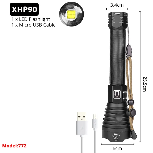 Package G XHP90 18650 26650 флэш-светильник светодиодный XHP70.2 масштабирования Фонарь Кемпинг лампы самый мощный USB Перезаряжаемые XHP50 Тактический светильник - Emitting Color: Package G