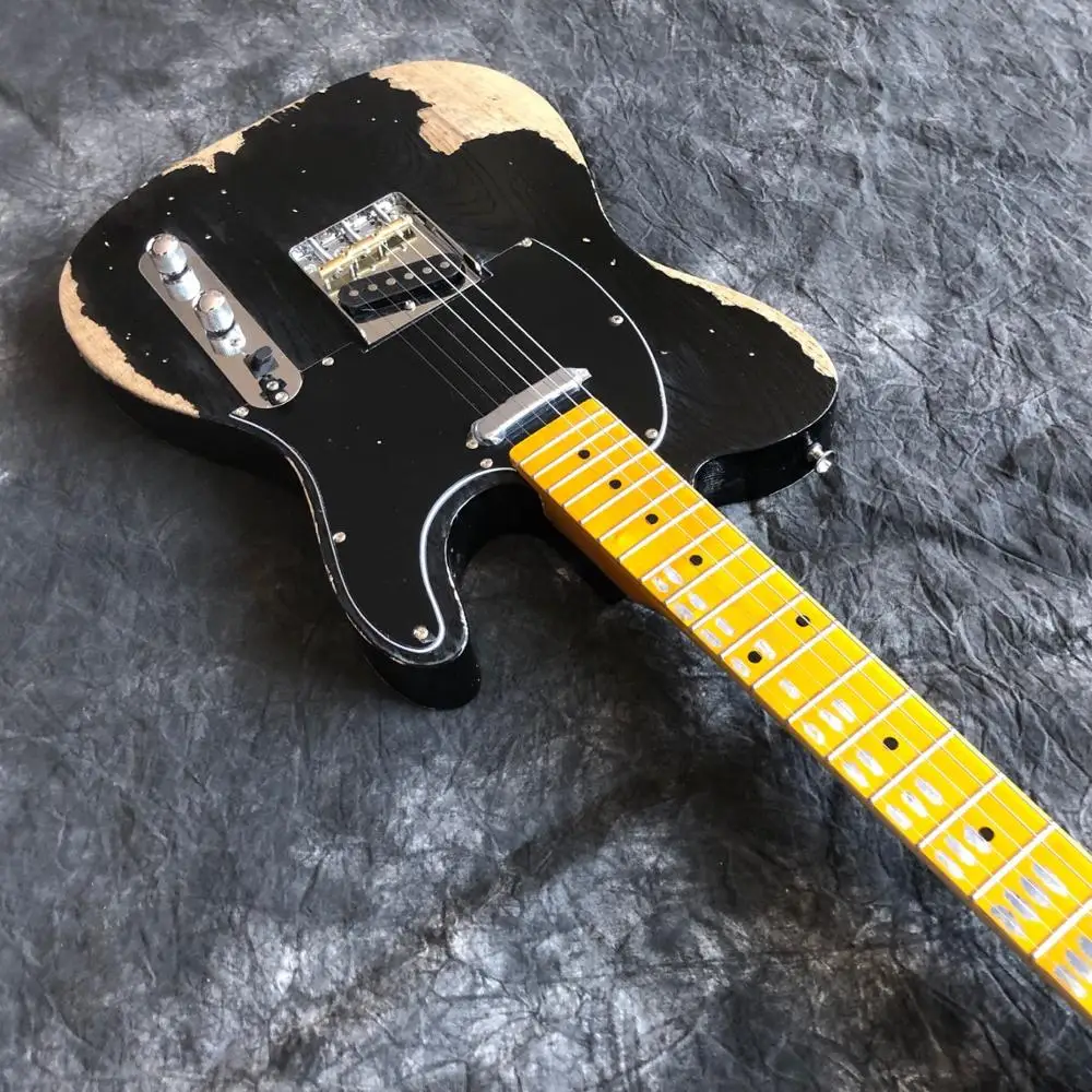 Высокое качество пикапы, ручная работа 6 струн электрогитара, клен гриф gitaar relics by hands. Черный цвет гитары ra