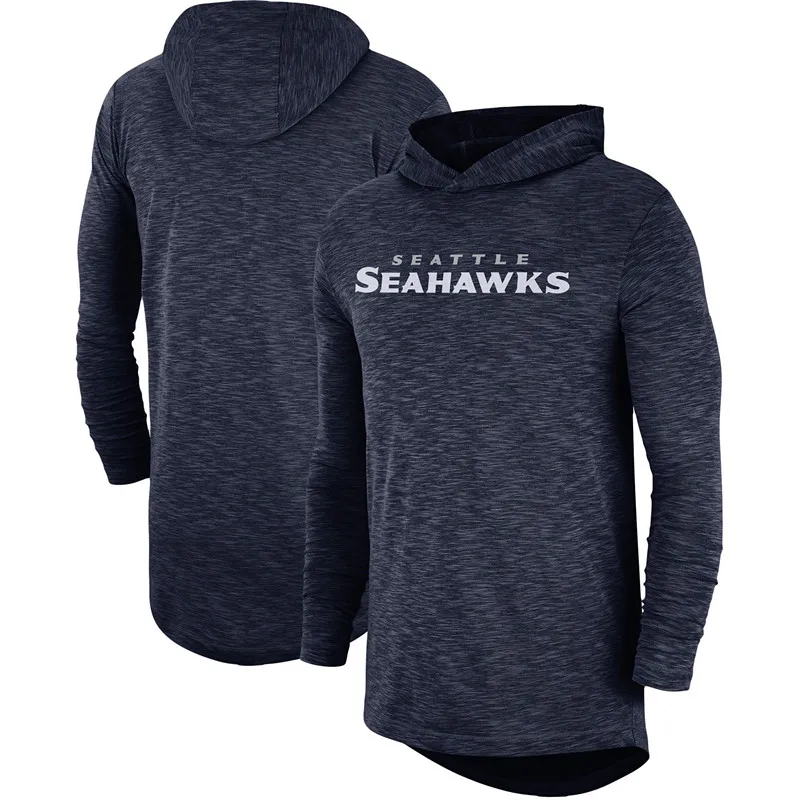 Сиэтл Американский Футбол Толстовка Seahawks Колледж ВМС Sideline Slub представление с капюшоном с длинным рукавом Толстовка - Цвет: 1