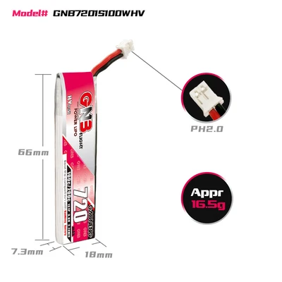 5/10個gnb 720mah 1s 100C 3.8 8.4v hvリポバッテリーPH2.0