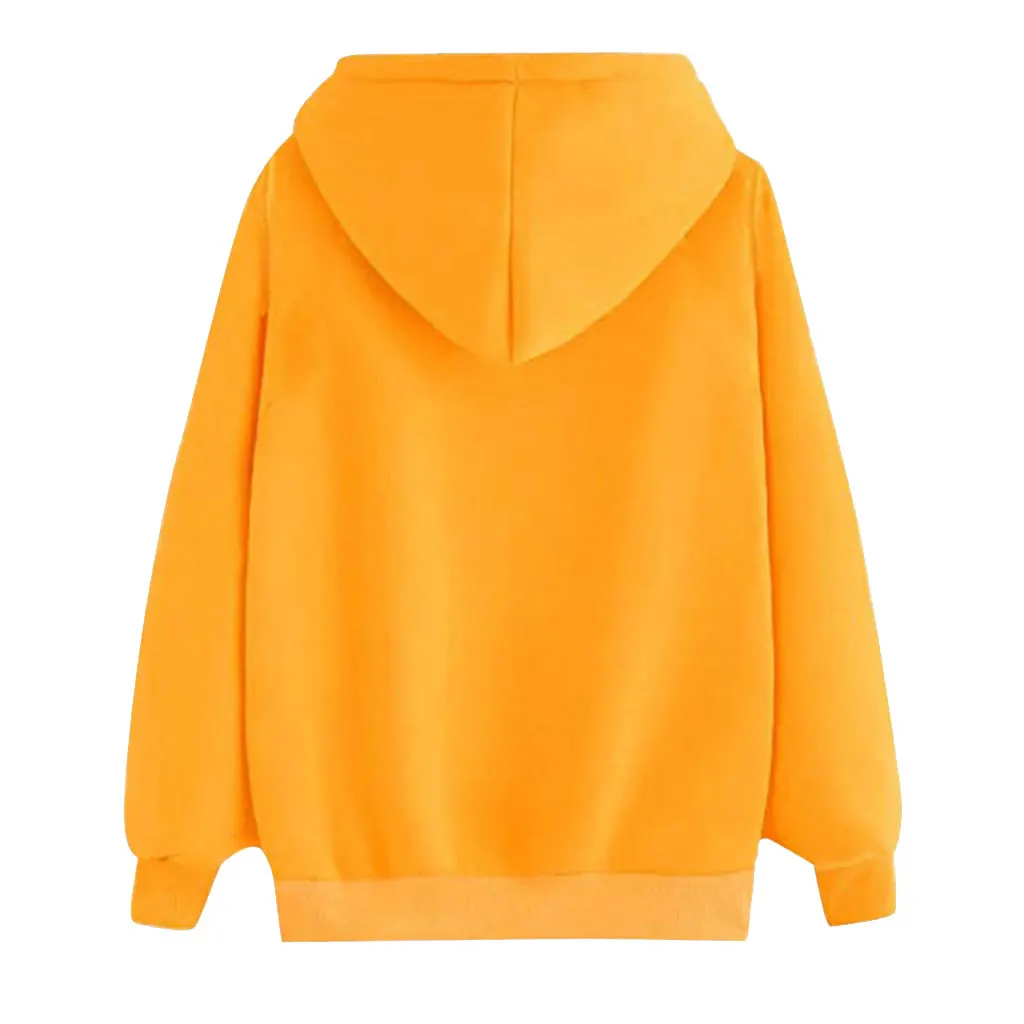 Printed Pocket Hooded Women hoodie sweatshirt Long Sleeve Cotton Electrocardiogram Print Hoodies for girls Pocket hoodie