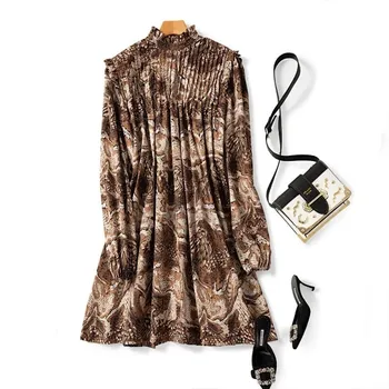 

Women Vintage Print Mini Dress Long Sleeve Loose Casual Lady Dress