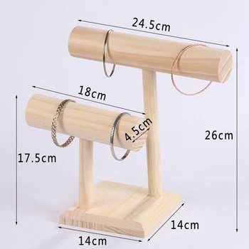 

GTBL 2-Tier Wooden T-Bar Jewelry Bracelet Watch Bangle Necklace Display Holder Stand Organizer Decoupage