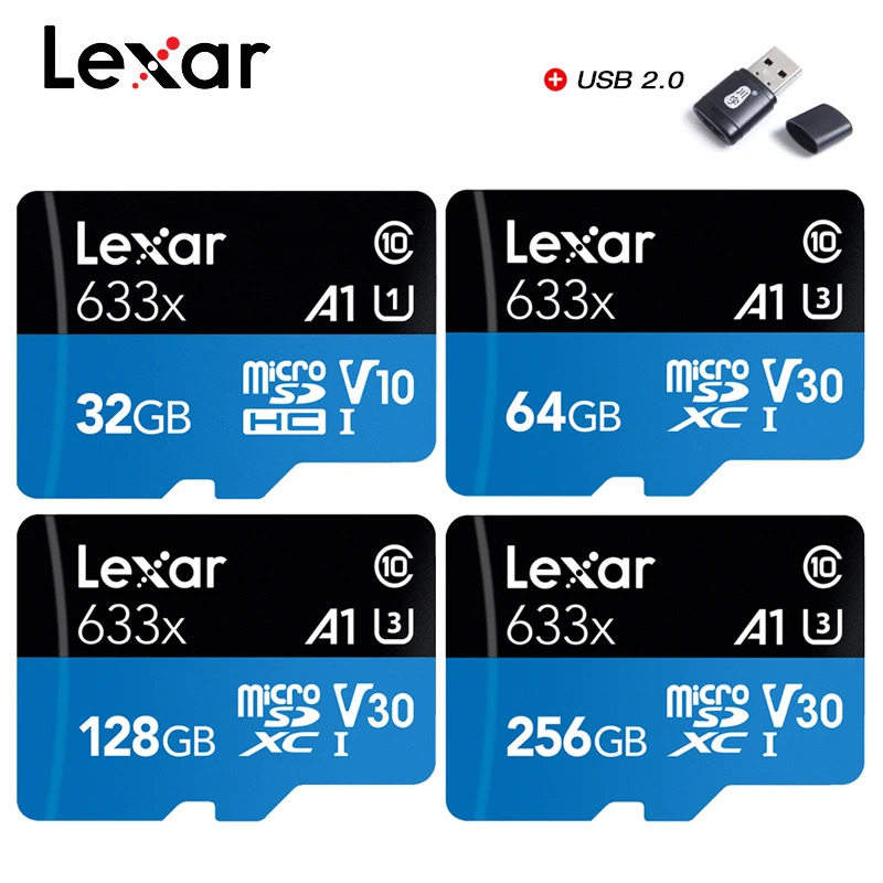 Карта памяти Lexar карта MicroSD SDHC/SDXC 128 ГБ 256 512 высокопроизводительная 633x32 64 класс 10 до