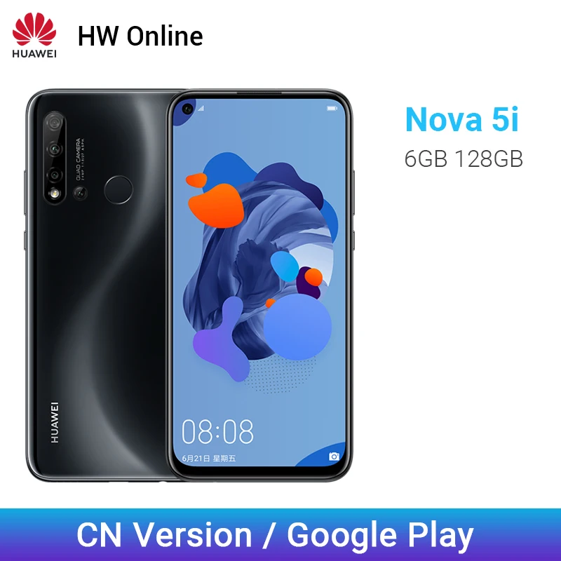 Huawei Nova 5i 6 гб 128 гб мобильный телефон 6,4 дюймов Kirin 710 восьмиядерный Android 9,0 2310x1080 type-C мобильный телефон мп мобильный телефон