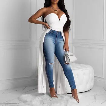 

Sexy Low Cut Tank Top Women Summer White Strapless Tight Women Party Night Club Wear Clothes Ladies Backless Irregular Tops