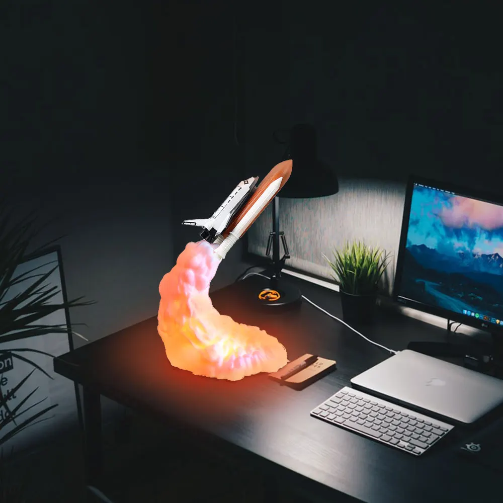 

2019 New Dropshipping Space Shuttle Lamp and Moon lamps In Night Light By 3D Print For Space Lovers Rocket Lamp