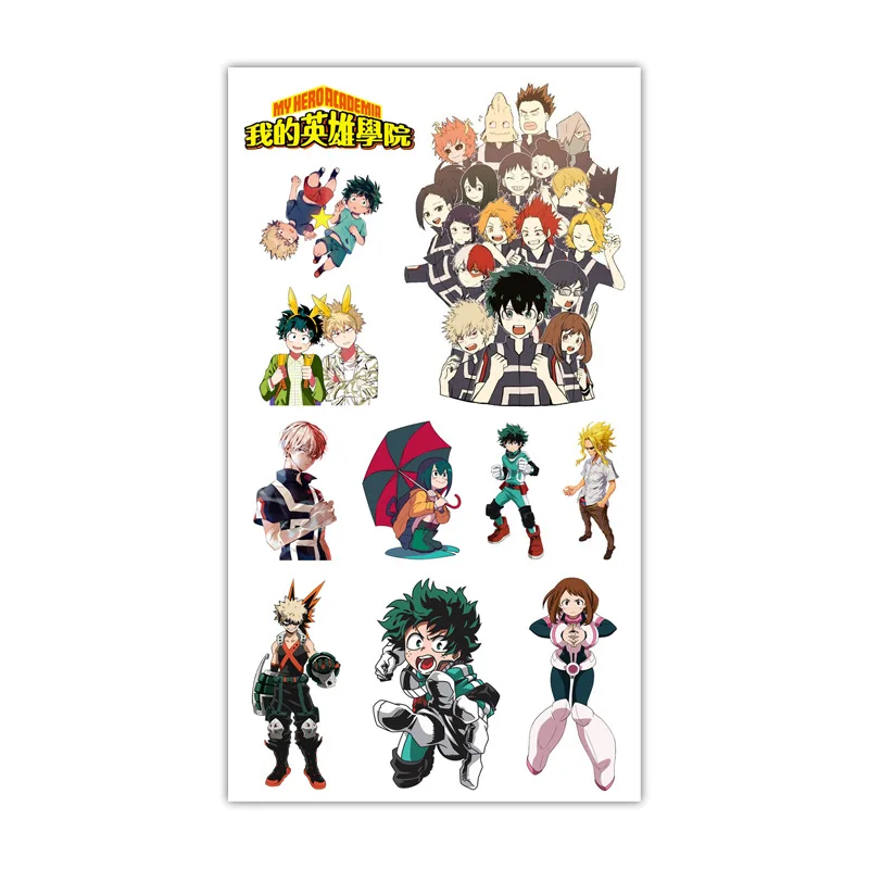 

1pc My Hero Academia Tattoo Sticker Anime Stiker Water Transfer Temporary Children Tattoos Paper For Kids Body Arm