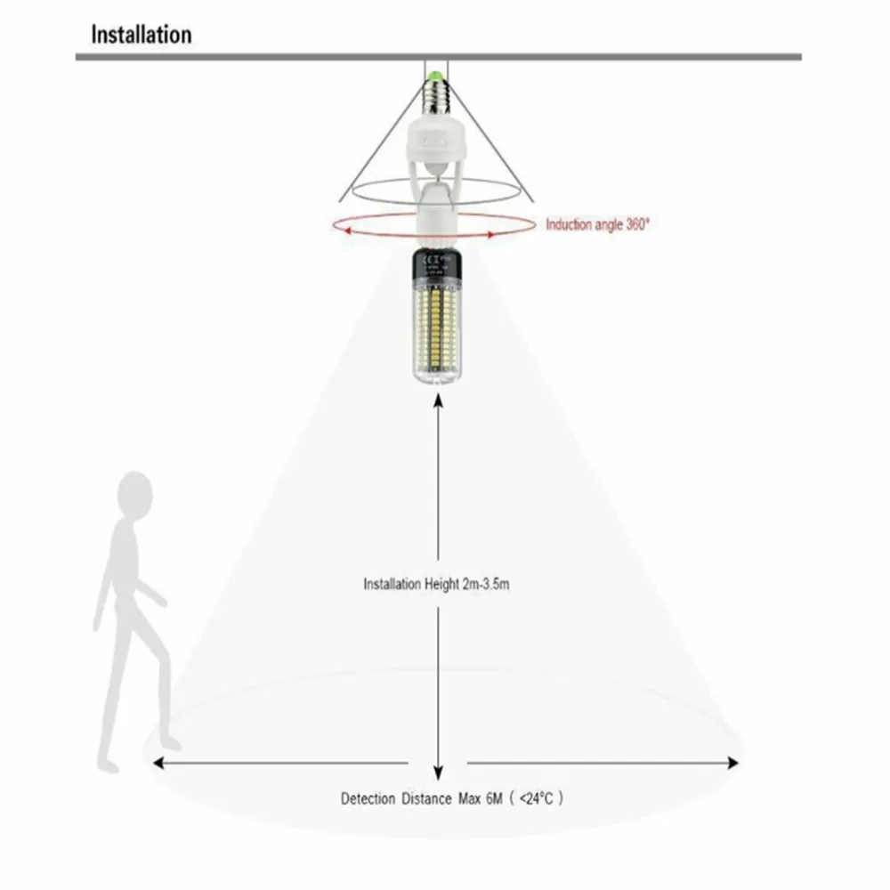 Горячая Ac 110-220 в 360 градусов Pir индукция человека инфракрасный датчик движения E27 основание розетки переключатель светодиодные лампы держатель лампы