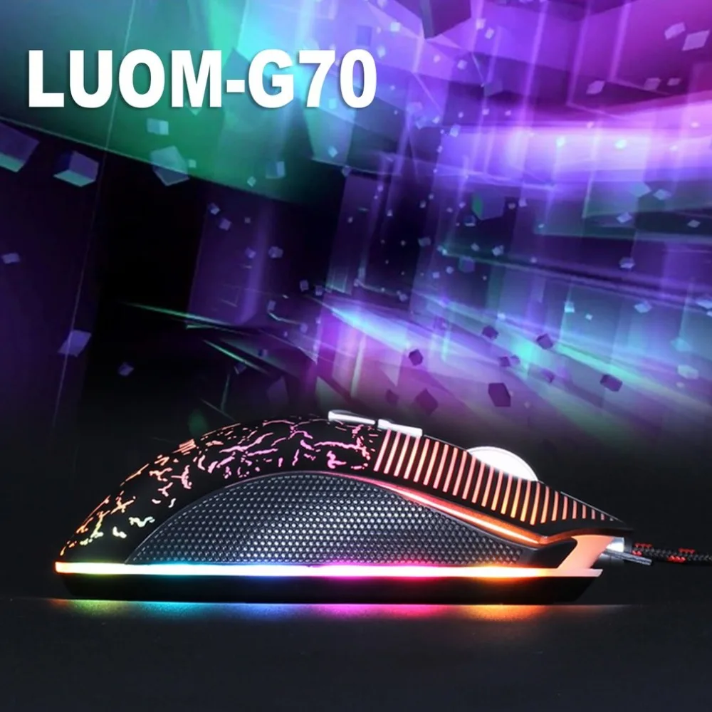 LUOM G70 G7 8D 4000 dpi 3200 dpi оптическая USB Проводная игровая мышь 8 кнопок противоскользящая стильная мышь для игрового конкурса компьютерная мышь