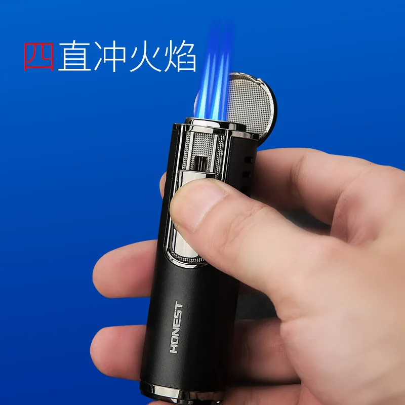 

Baicheng new cylindrical metal inflatable high-end boutique wang multi-function cigarette lamp four straight fire cigar lighter