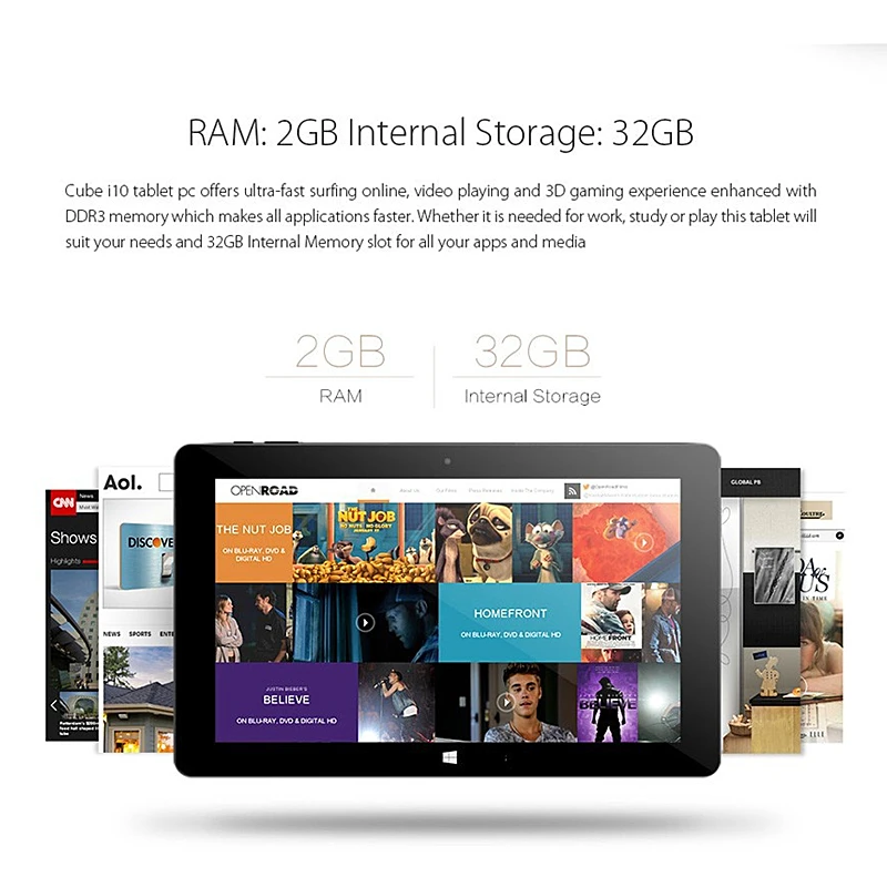 Cube 10.6-Inch Tablet PC - 2GB DDR+32GB, Windows 10 & Android 4.4, 1366 x 768 IPS Screen, Dual Camera, WIFI, Quad Core, HDMI-Compatible, USB Description Image.This Product Can Be Found With The Tag Names Computer Office, Cube, Tablets