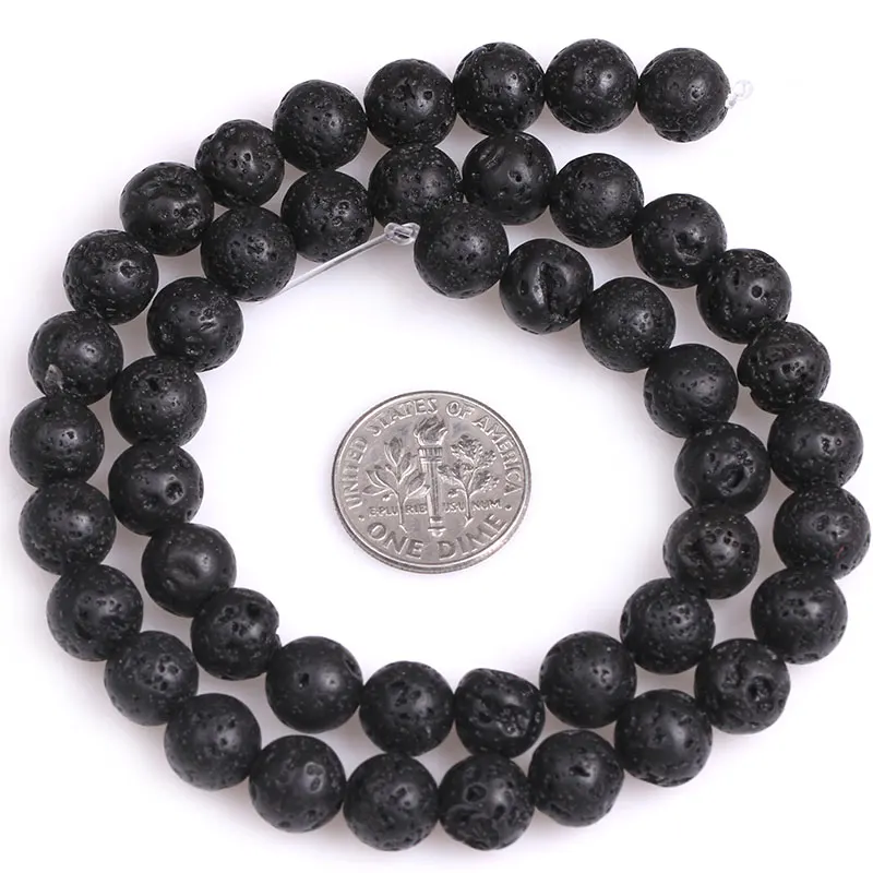 8mm Round Coated Plated Lava Rock Volcanic Stone BeadS For Jewelry Making 15"DIY 