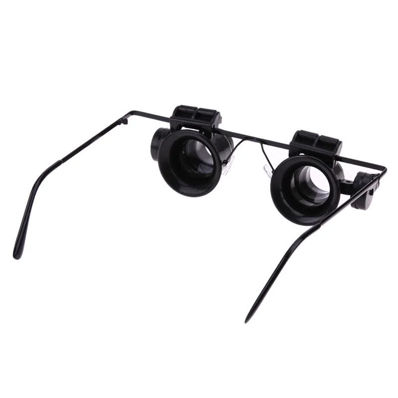 20X LED Magnifier Glasses Binocular Magnifying Glass with 2 LED Light Loupe for Watch and Clock Repairing Home Office Tools