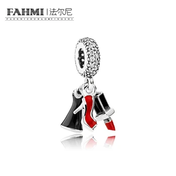 

FAHMI 100% 925 Sterling Silver 1:1 LIPSTICK, DRESS AND STILETTO HANGING Original Women Wedding Fashion Jewelry 792156ENMX