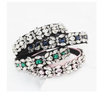 

women hairbands New Baroque Headband Full Diamond Color Rhinestone Geometric Personality Gorgeous Ball Bridal Hair Accessories