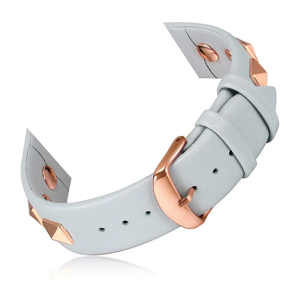 

Two-piece Unisex Solid Accessories Adjustable Clasp Genuine Leather Strap Soft Watch Band With Rivet Wrist For IWatch 4/3/2/1