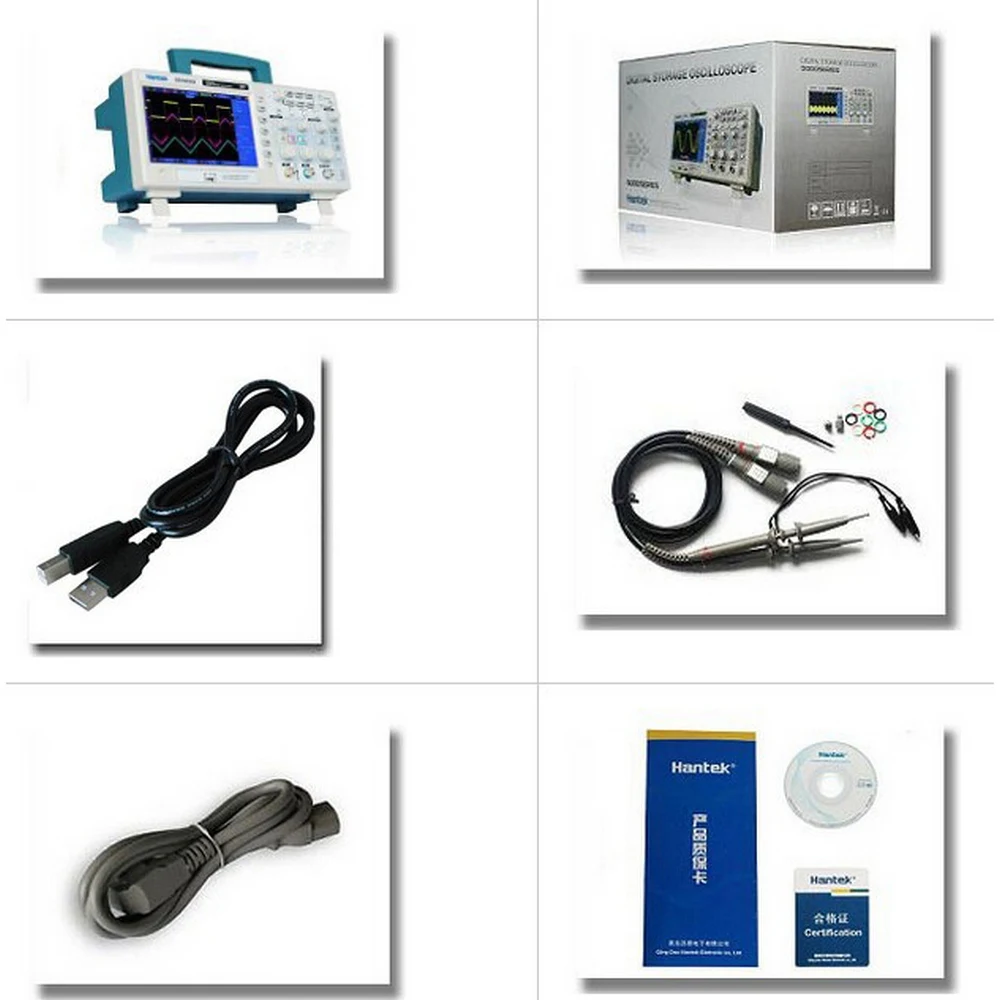 Hantek DSO5202P цифровой осциллограф 200 МГц 2 канала 1GSa/s USB Ручной большой дисплей