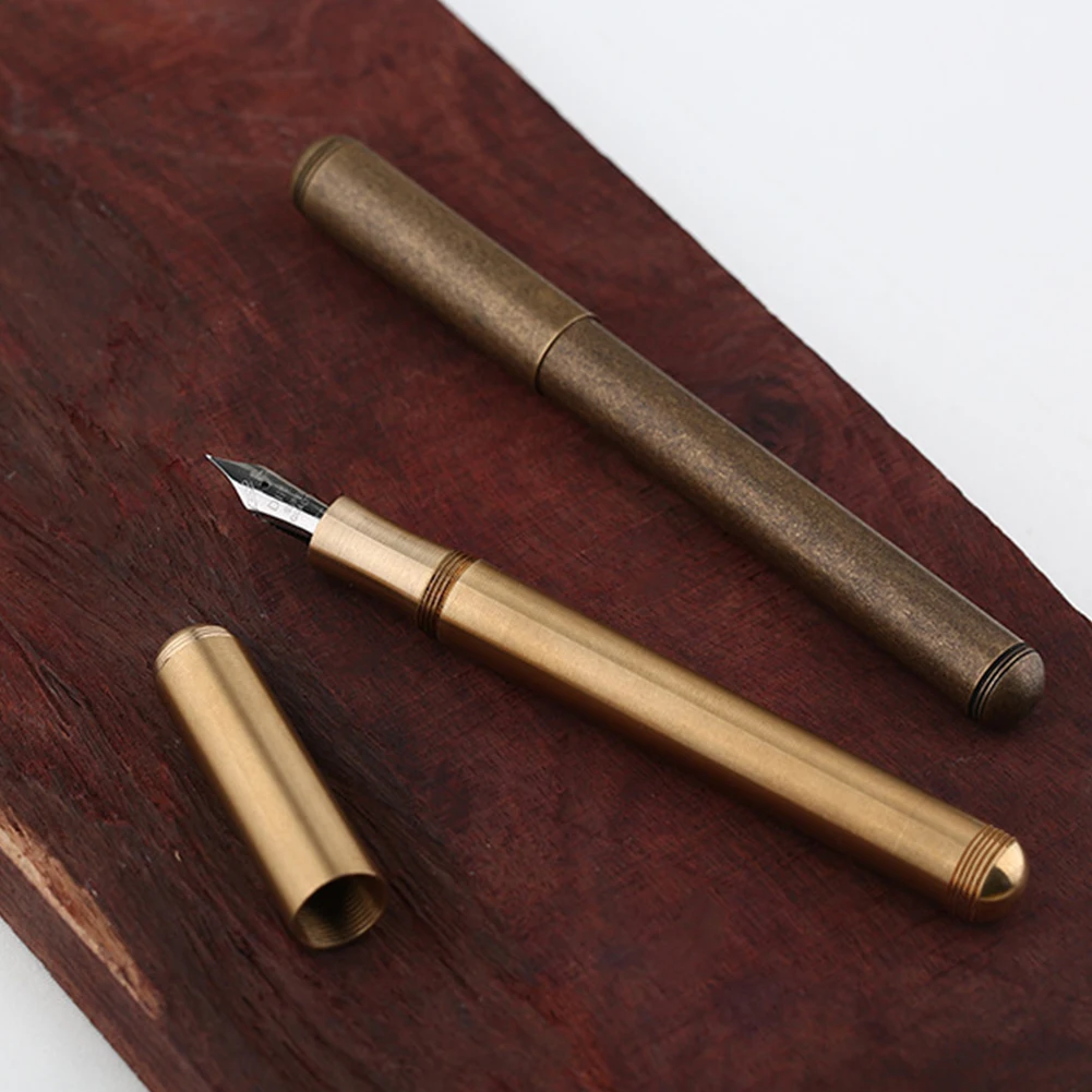

Delike Gifts Fountain Pen With Box Calligraphy School Threaded Cap Stationery Smooth Ink Office Handwriting Students Full Brass