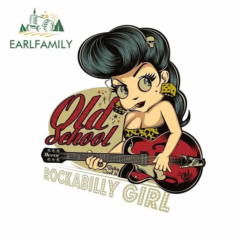 EARLFAMILY 13 см x 11 5 для Rockabilly девушка играющая гитара Старая школа автомобильные