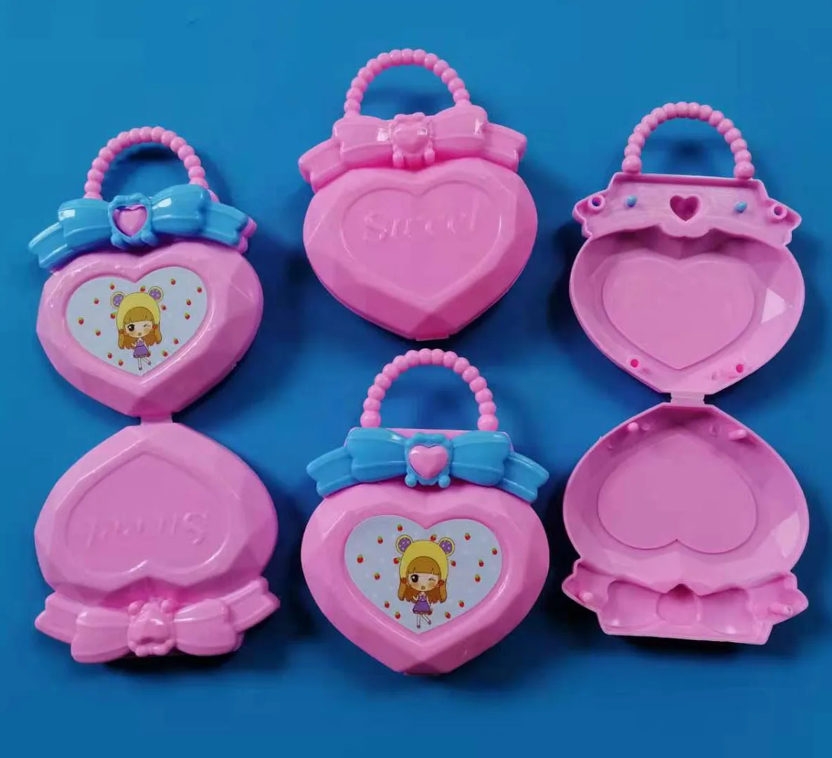 Beilinda Toys Plastic Toys  Fashion Bag Butterfly Heart Bag Heart Sticker Sweet Handbag In Mix Colour 4pcs In One Lot 10pcs kiss clasps locks clips plastic arch frame candy colors fashion purse coin bag diy handbag handle findings 16cm