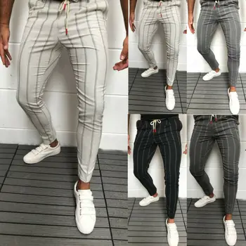 

Men's Formal Trousers Fashion Business Wide Striped Noble Dress Lace Up Pants Slim Fit Casual Long Trousers Mens Outwear