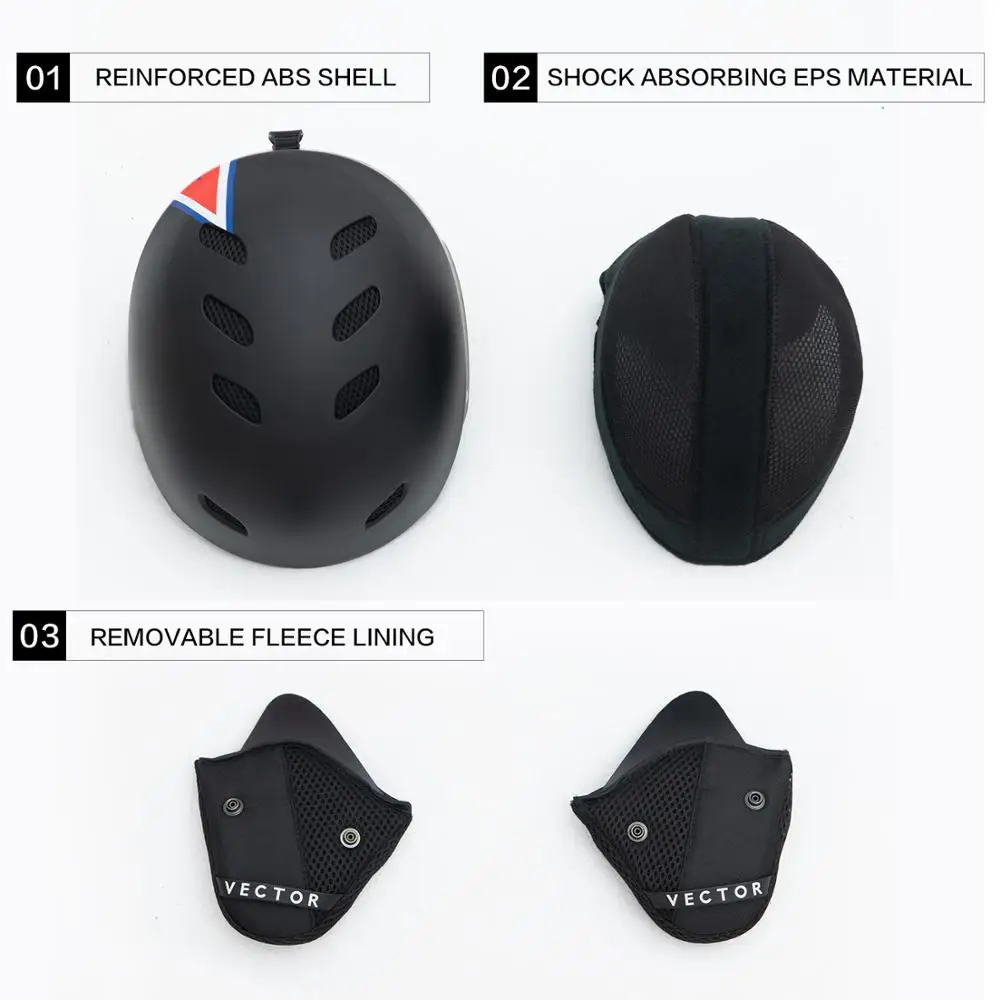 VECTOR Man Women Snowboard Snowmobile Ski Helmet CE Certification Adult Windproof Skating Skateboard Snow Sports Cycling Helmets