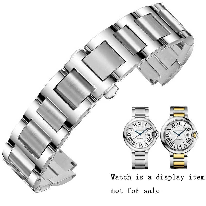 Watch accessories 14 12 11 9 8mm for Cartier blue balloon stainless steel strap men and women 316 stainless steel folding buckle